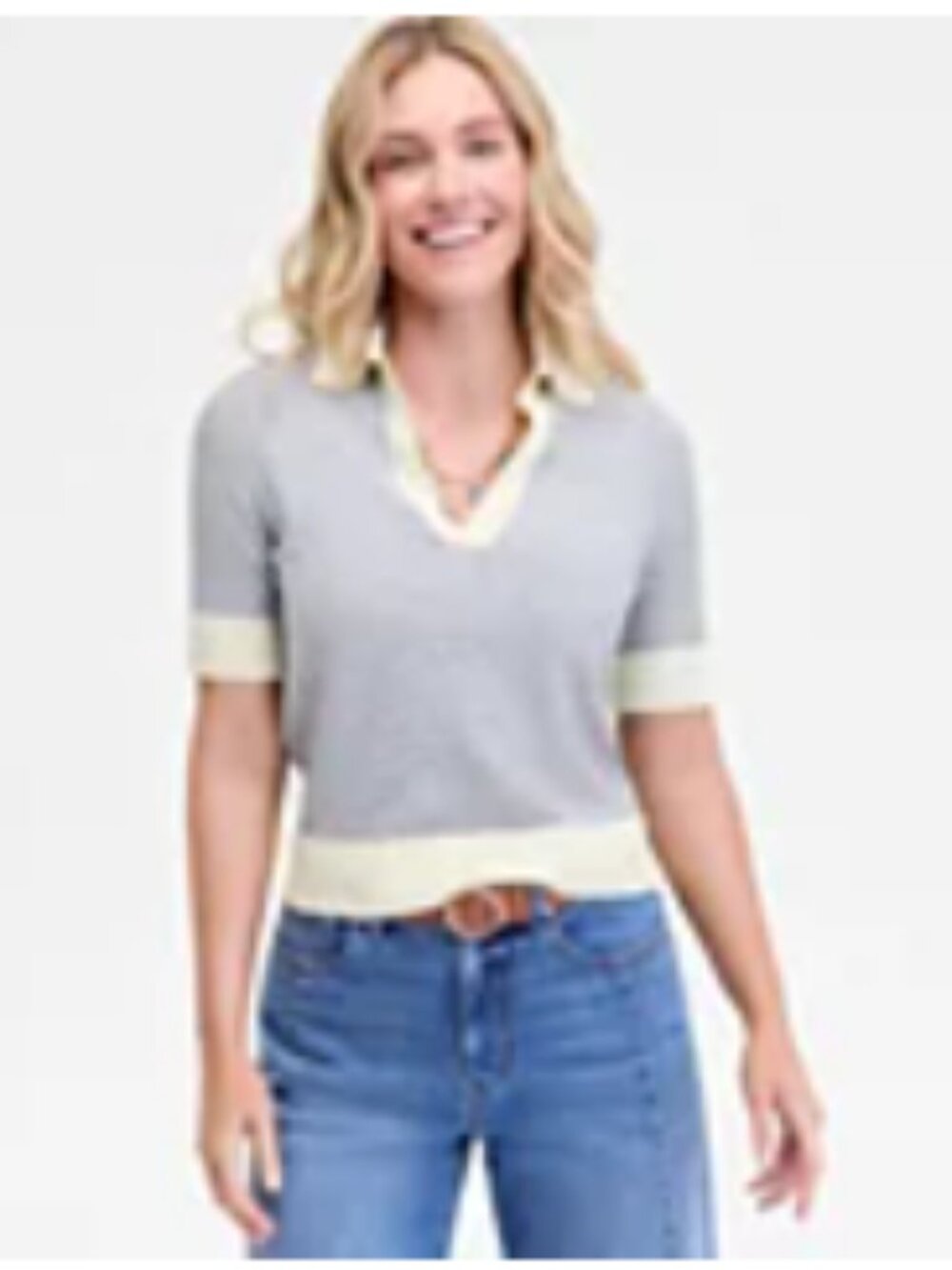 NWT On 34th Women's Colorblocked Knit Polo Short Sleeve Sweater Size S